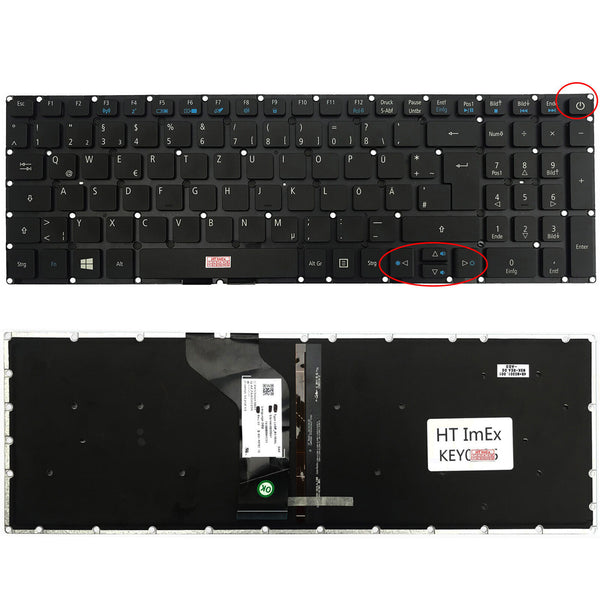 DE - Tastatur mit weißer LED-Beleuchtung für Acer Aspire V15 Nitro VN7-572